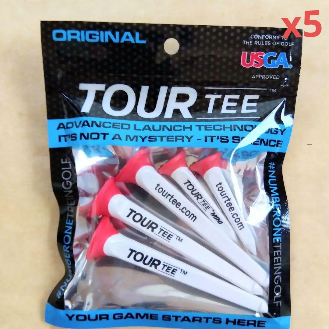 TOUR TEE レッド ロング80mm3本/ショート45mm2本　x5セット