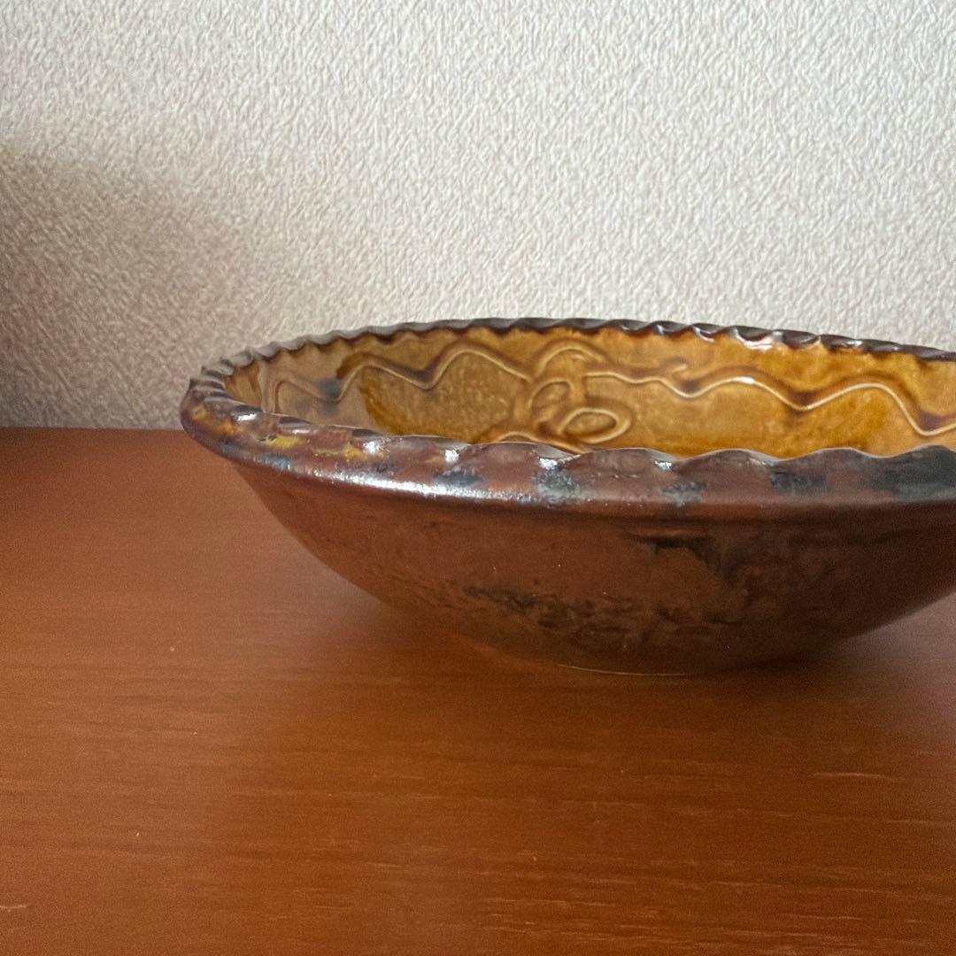 井上尚之　ふもと窯　スリップウェア　鉢 飴釉 民藝 作家物　大皿