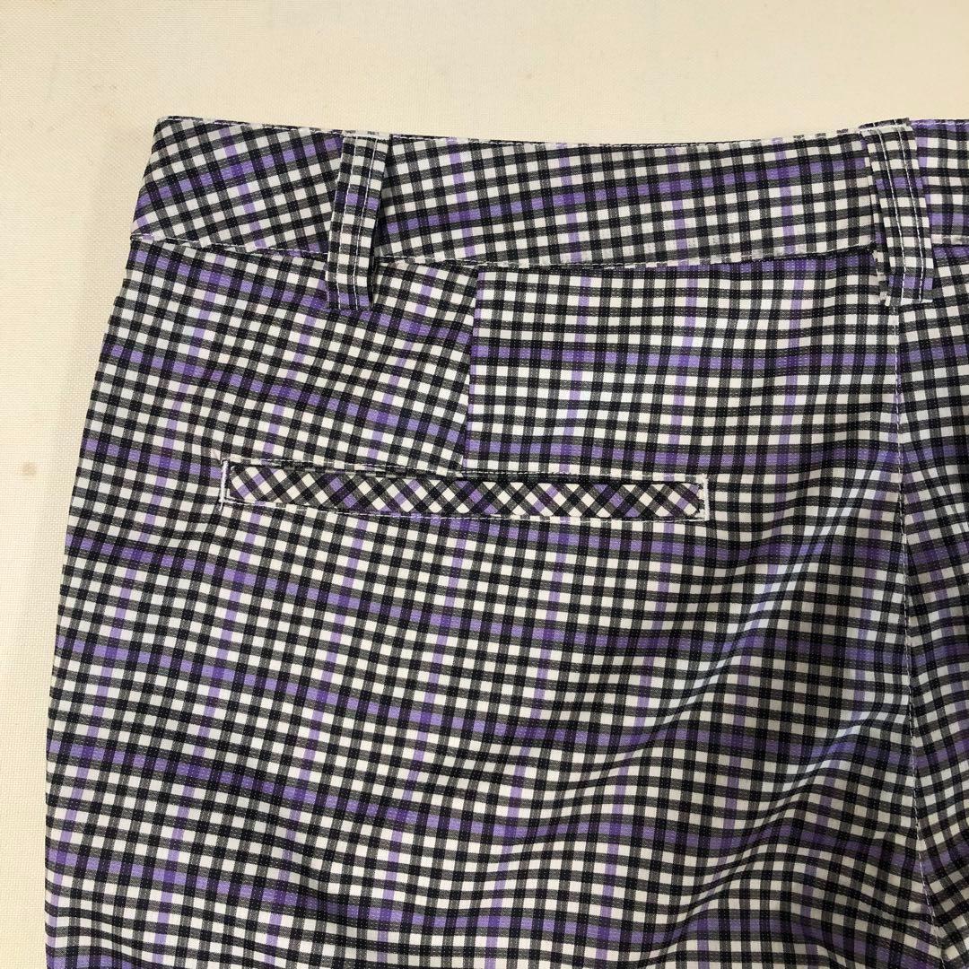 プーマゴルフ ショート ハーフ パンツ ブラック パープル チェック Lサイズ