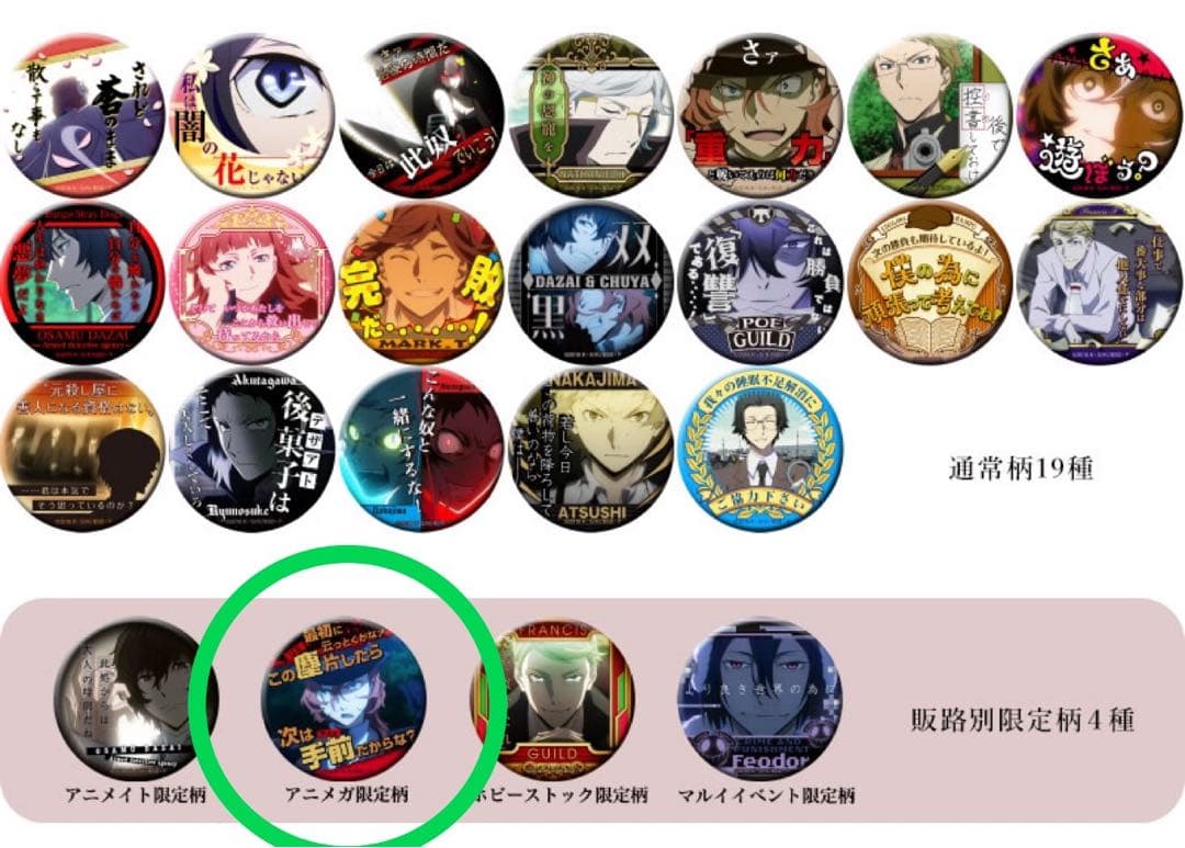 文豪ストレイドッグス 名ゼリフ缶バッジ 第2弾 アニメガ 限定品 中原中也