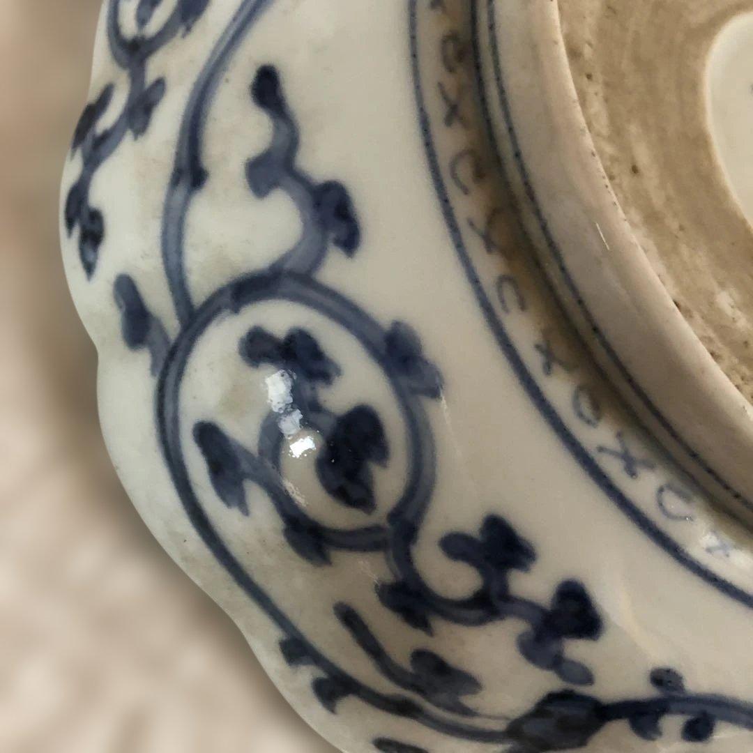 古伊万里 松竹梅唐草文輪花鉢　江戸中期頃