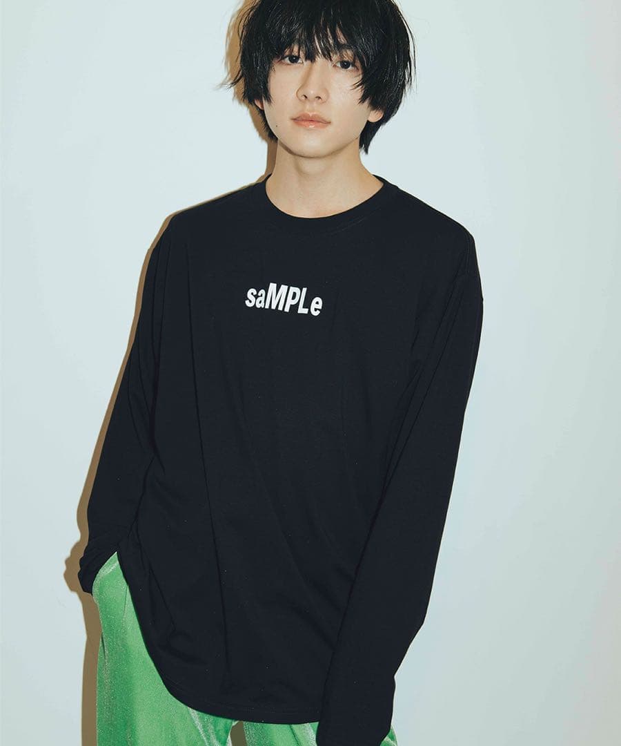 saMPLe ロングスリーブTシャツ ブラック 板垣李光人