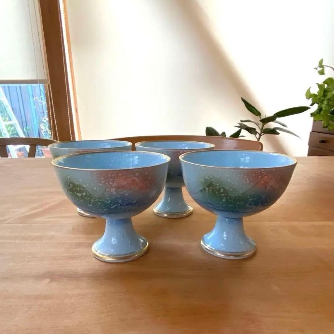 青色　高小鉢　小鉢4個