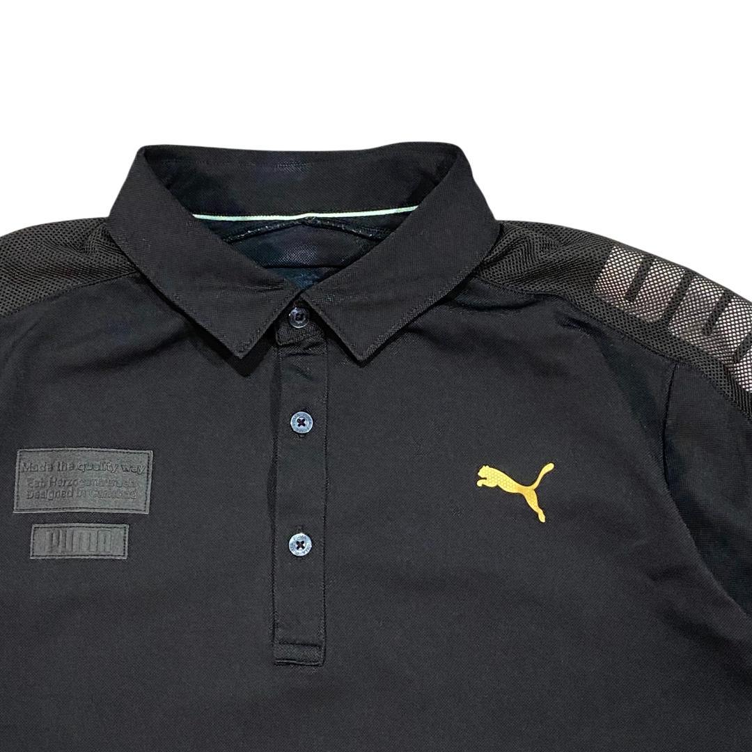PUMA プーマ 半袖 ポロシャツ XXL ブラック ゴルフ メンズ ロゴ柄