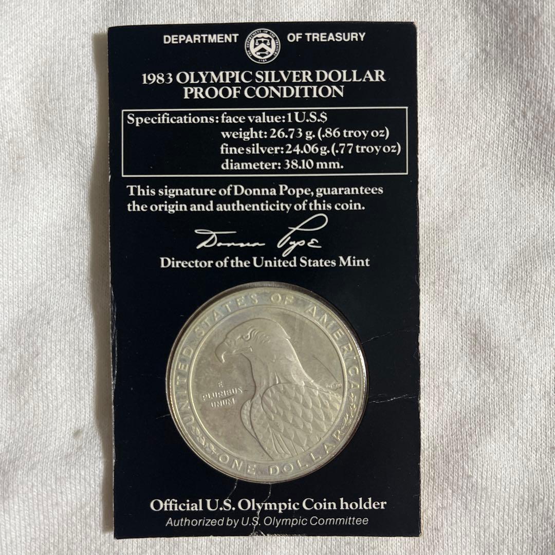 1983 ロサンゼルスオリンピック記念銀貨 1ドル プルーフ 銀貨 ケース付き