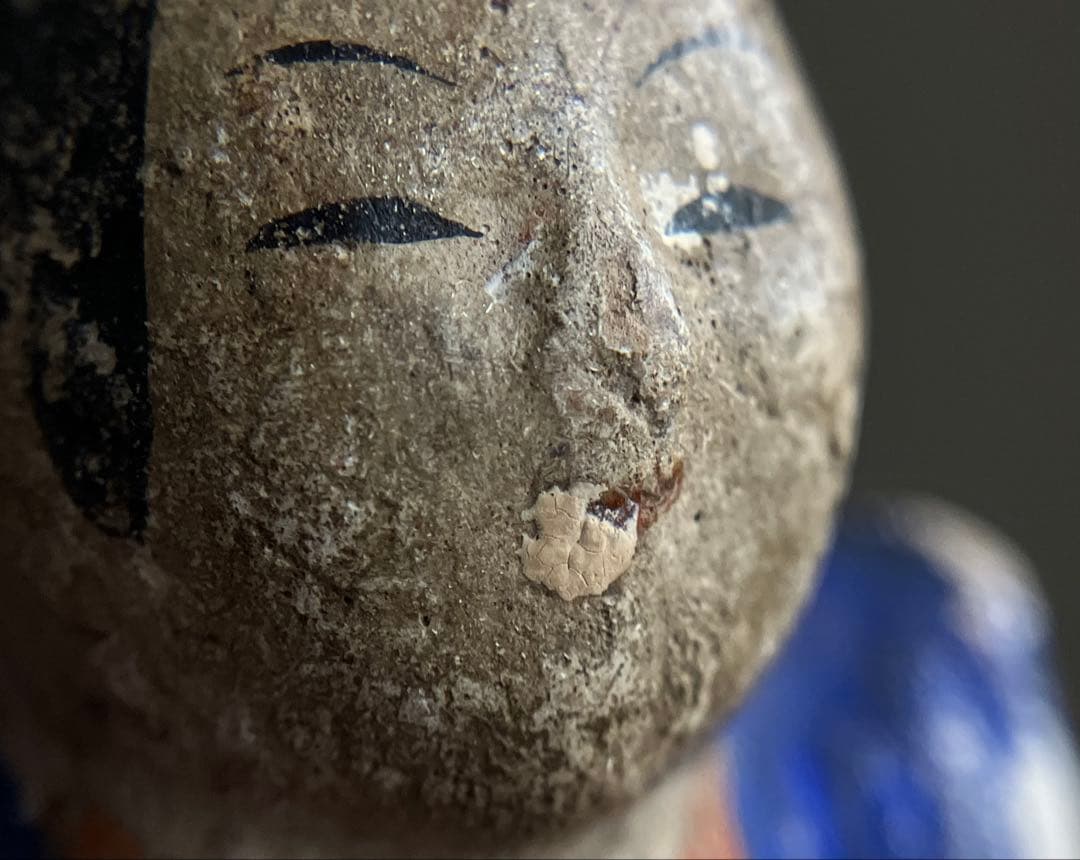 【古い鳴り人形 一対 土人形 約7㎝ 明治〜大正頃】 民間信仰郷土玩具民藝雛人形