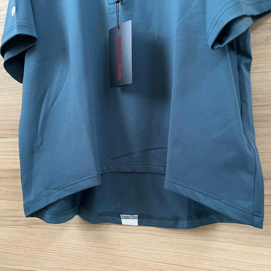 新品★23,100円 レディースS BRIEFING バックロゴラインポロ 青緑