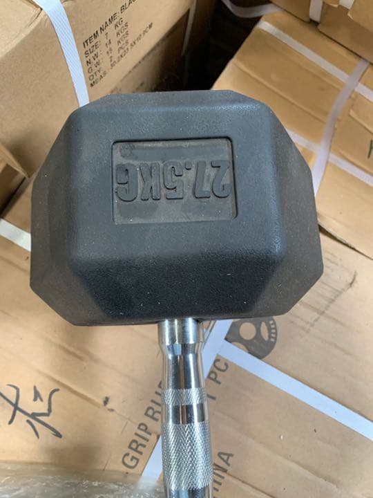 処分品 ラバーヘックスダンベル 17.5kg 2個