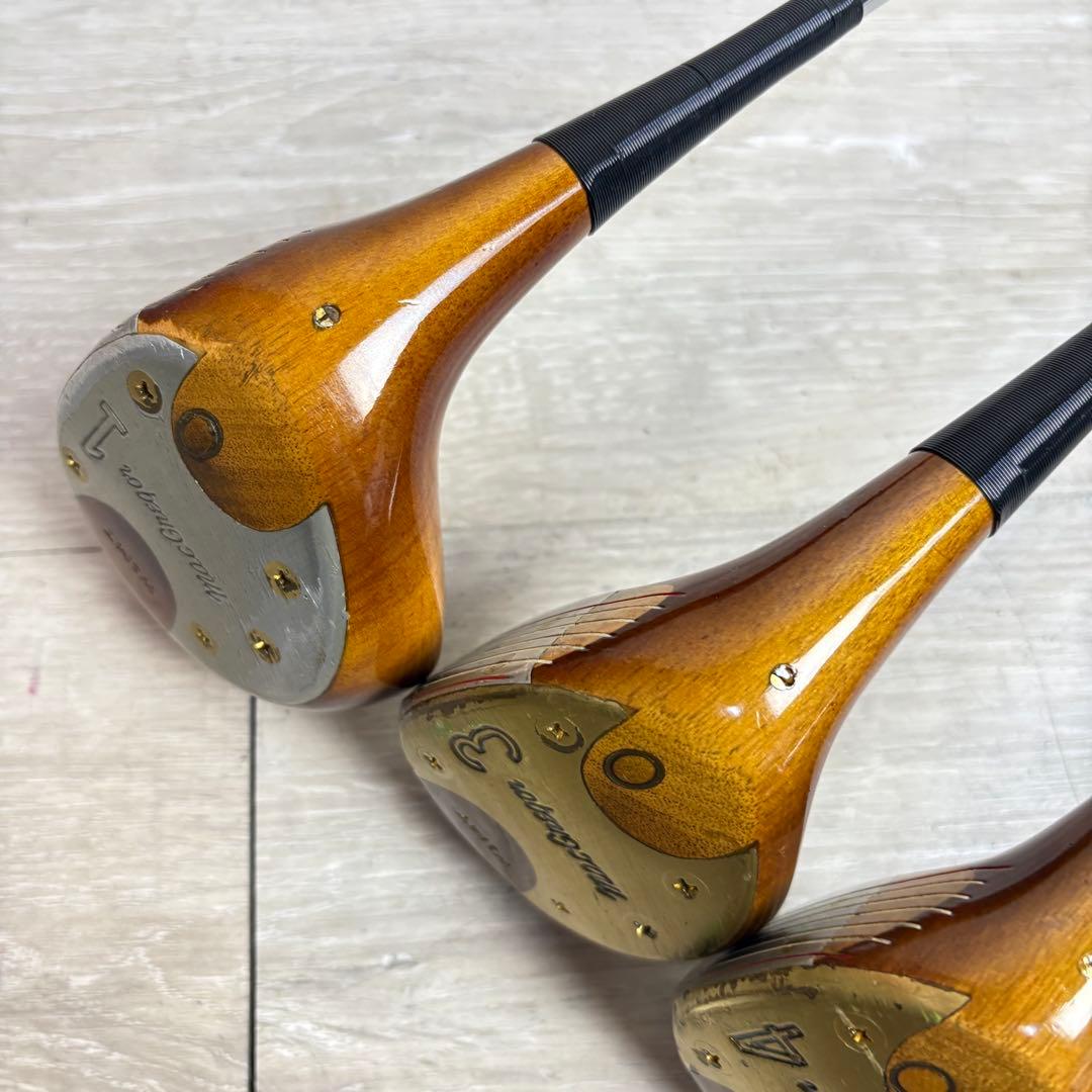 【メンズ右】マグレガー パーシモン ウッドクラブセット 4本セット　木目が美しい