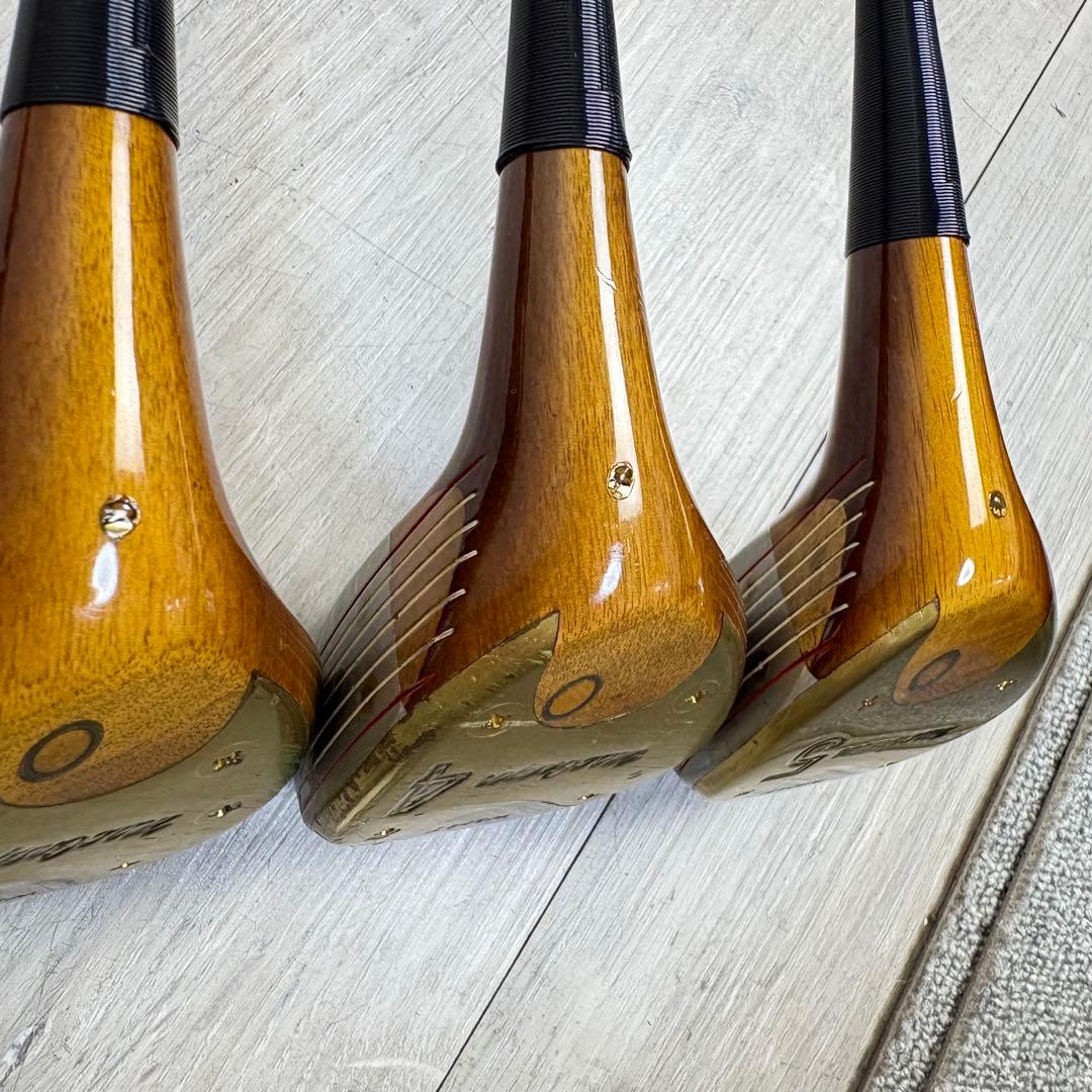 【メンズ右】マグレガー パーシモン ウッドクラブセット 4本セット　木目が美しい