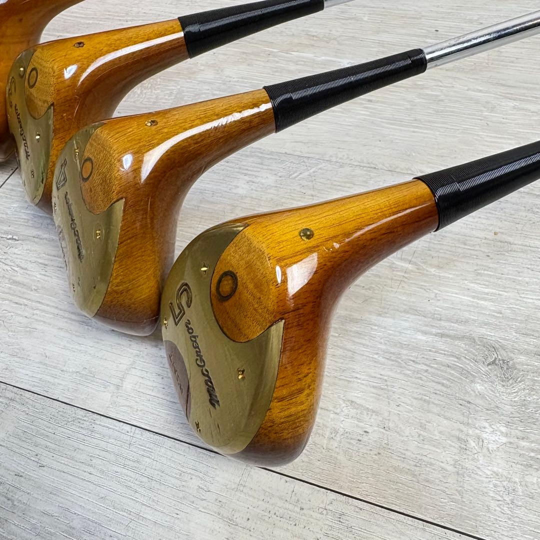 【メンズ右】マグレガー パーシモン ウッドクラブセット 4本セット　木目が美しい