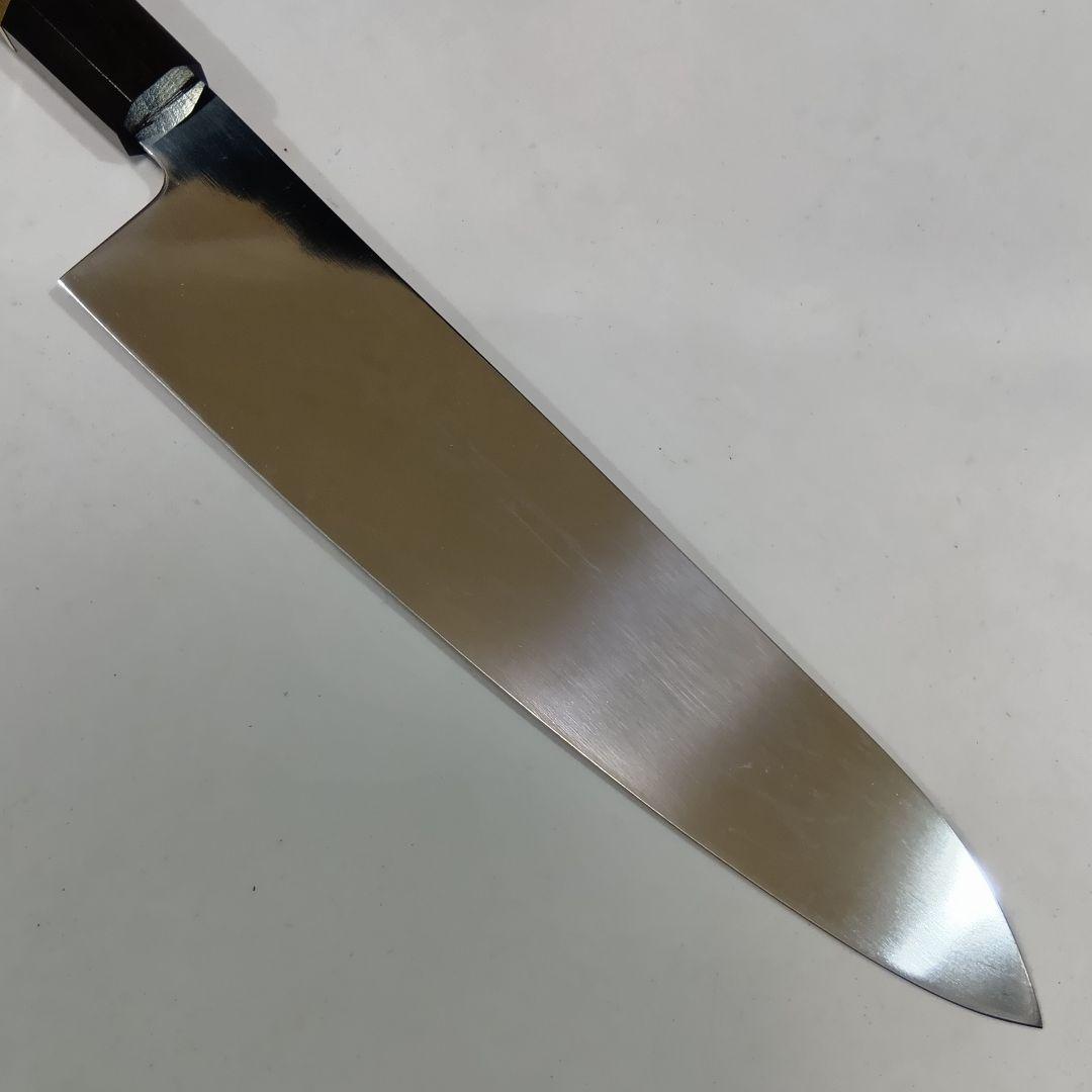 本焼 Ｖ金10号鋼 全鋼 和牛刀 24cm 牛刀 包丁 鏡面 黒檀八角柄