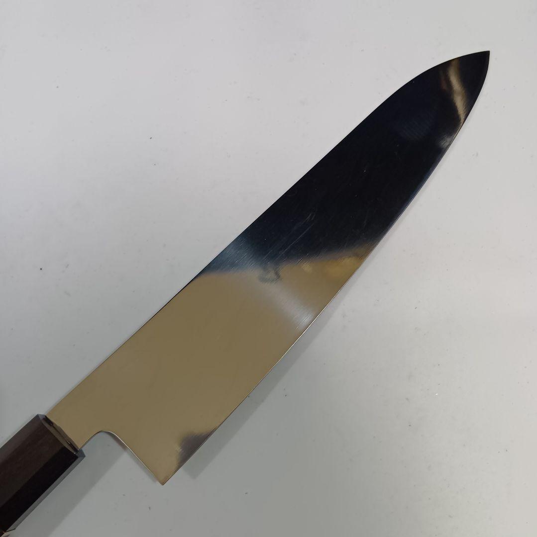 本焼 Ｖ金10号鋼 全鋼 和牛刀 24cm 牛刀 包丁 鏡面 黒檀八角柄