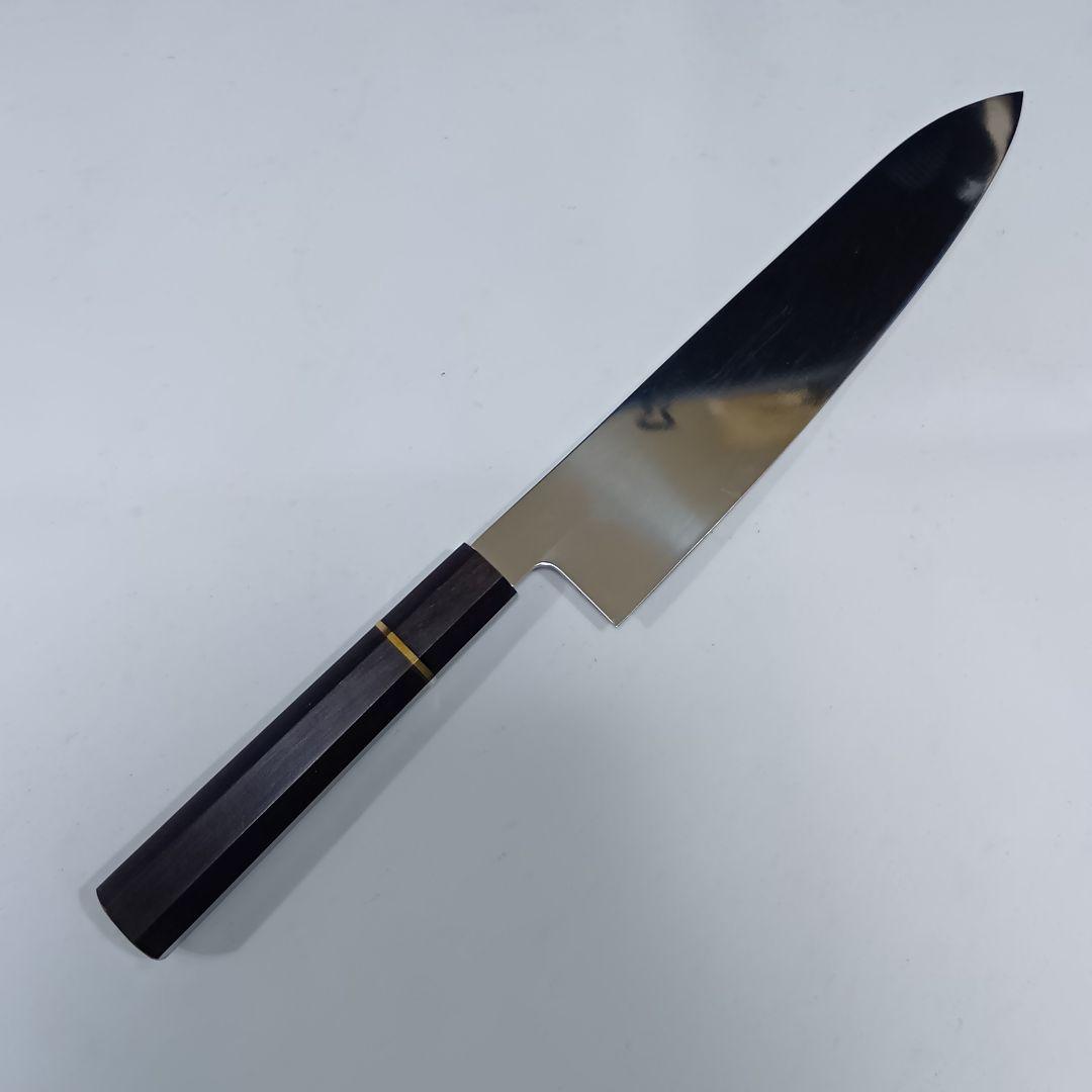 本焼 Ｖ金10号鋼 全鋼 和牛刀 24cm 牛刀 包丁 鏡面 黒檀八角柄