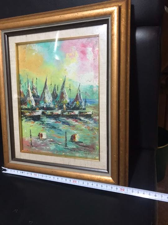 絵画 油絵、帆船油絵、、油絵