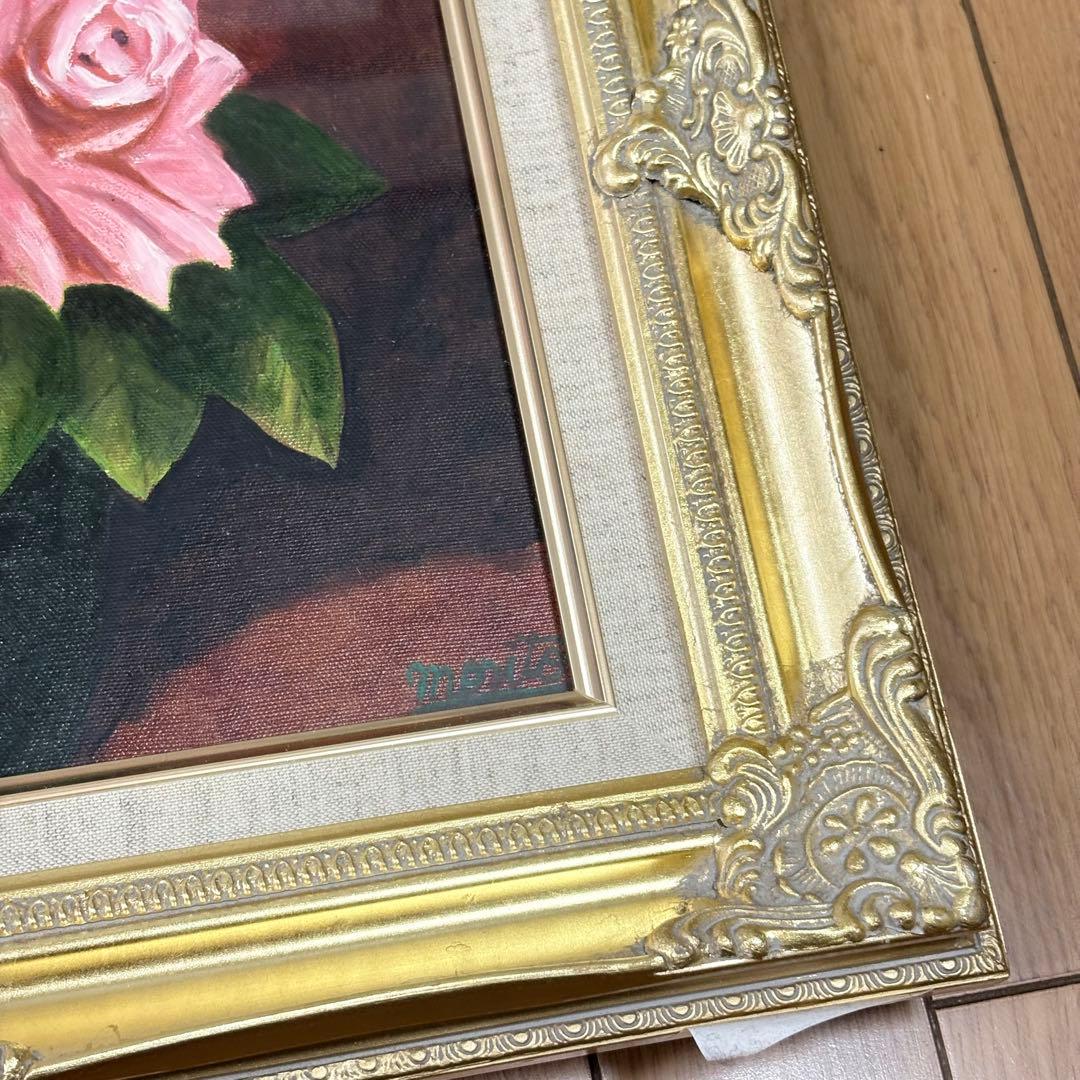森戸石雄 バラ 油彩 額装 油絵 油画 絵画