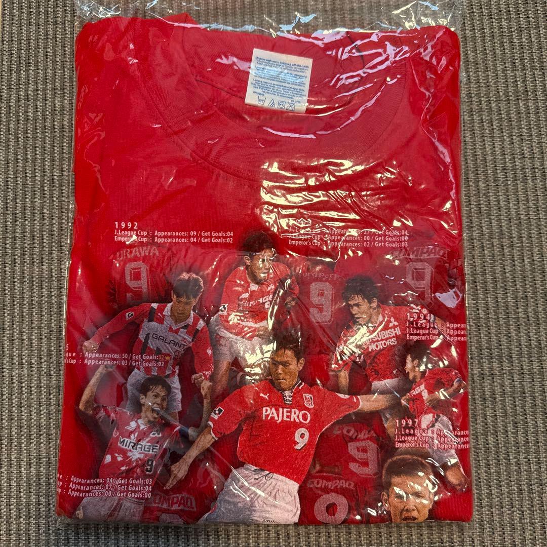浦和レッズ　福田正博　引退記念　Tシャツ　サイン入り