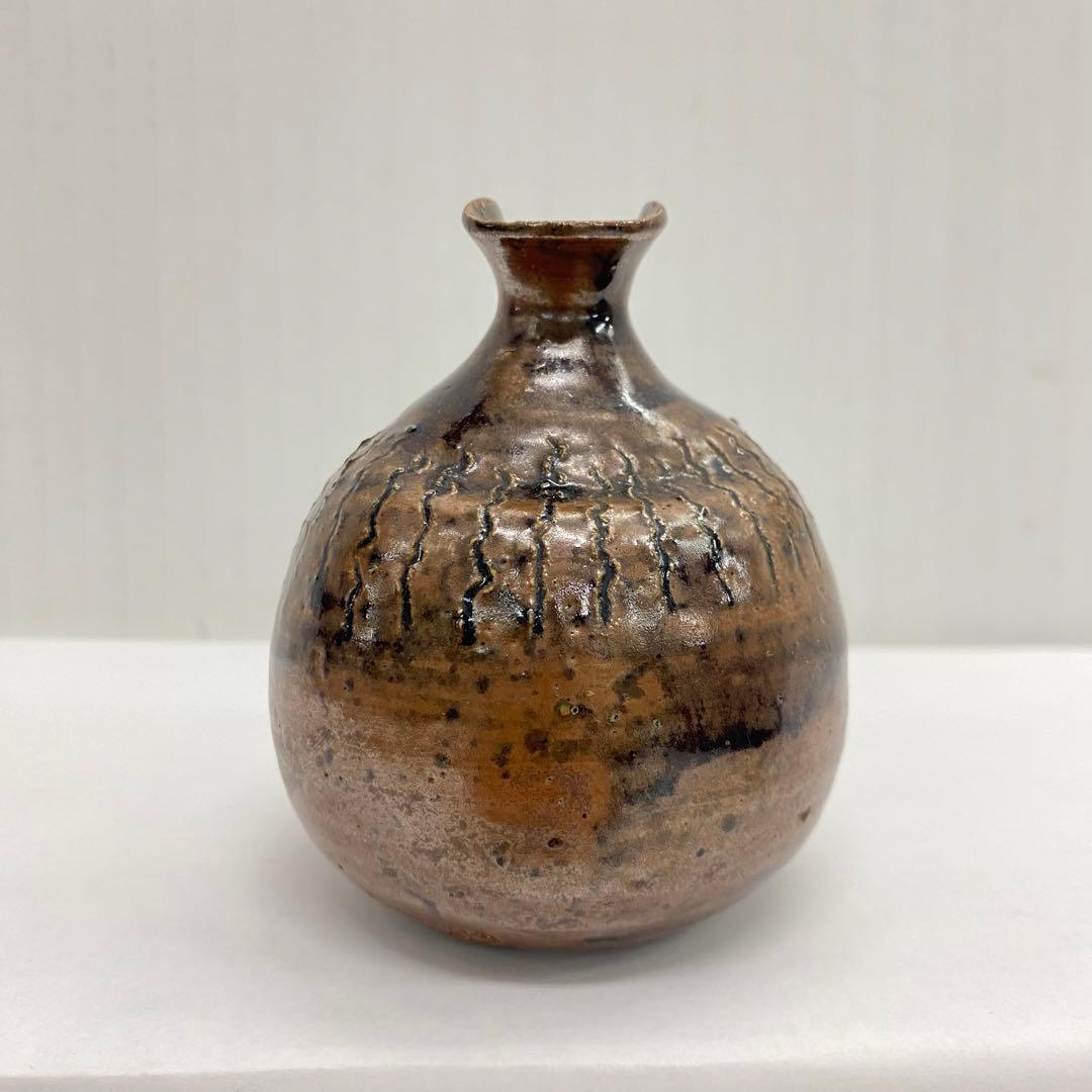♦︎ T146 陶器 京焼 白井半七 徳利 一輪挿し 陶印 高さ 8.5cm 酒器