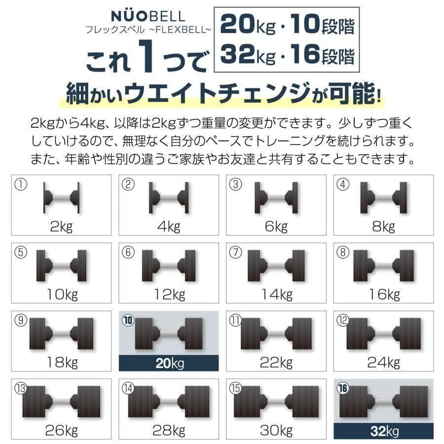 B1445ダンベル 可変式 32kg 筋トレ 単品 トレーニング フレックスベル