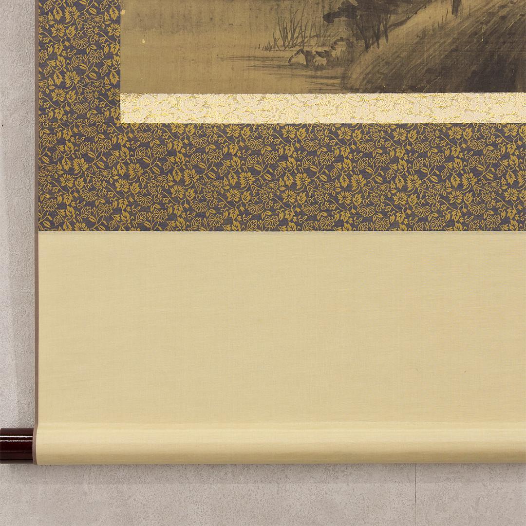 中国美術 掛軸 明代 陳継儒「雲山幽趣図」工芸複製品 タトー箱付