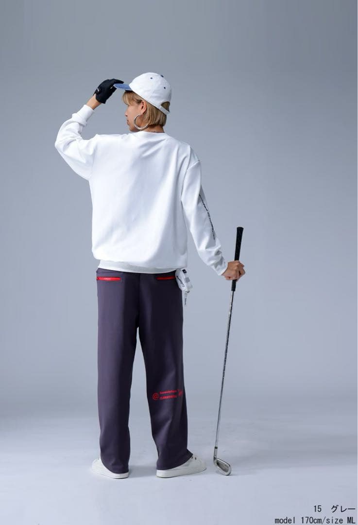 美品＊ANTIQUA GOLF × STCH＊ジップポケット ロゴ入りパンツ