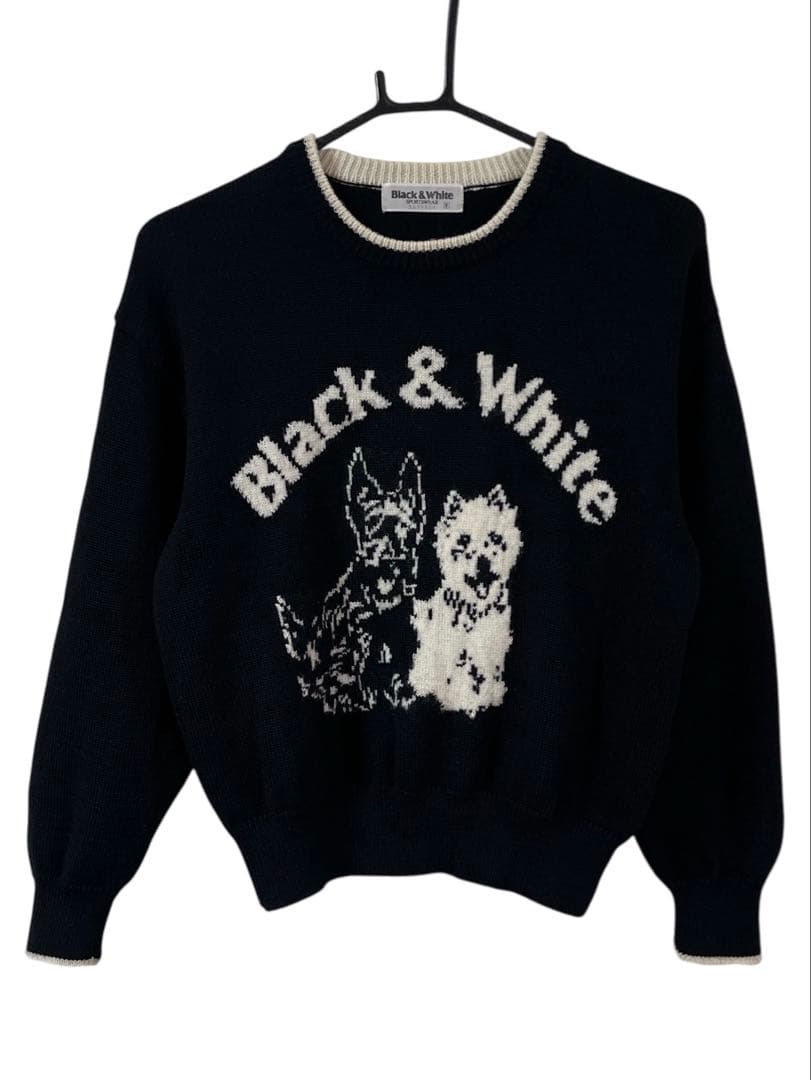 Black&White ニット dog 犬 毛100% ブラック 9 日本製