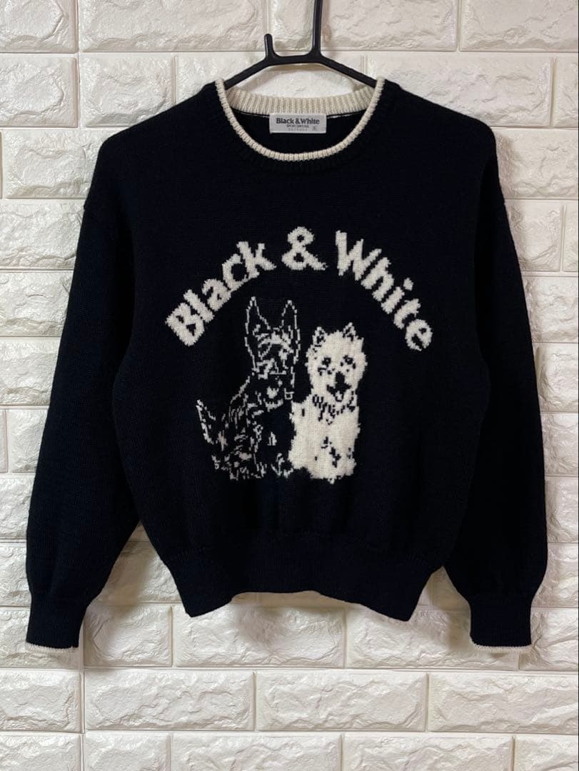 Black&White ニット dog 犬 毛100% ブラック 9 日本製