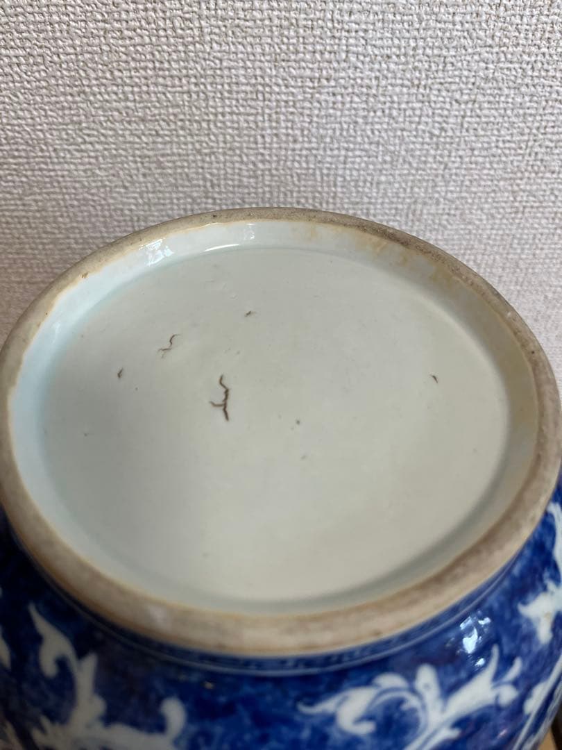 中国美術清代染付　青花細密彩画大花瓶時代物 高約39.5ｃｍ