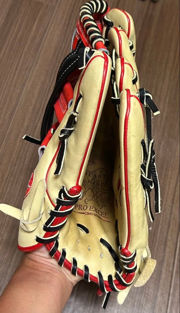 ローリングス　 軟式グローブ 外野用　キャメル/スカーレット