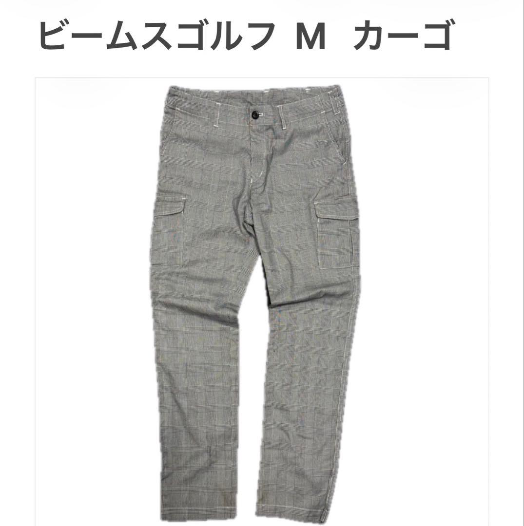 ビームスゴルフ M カーゴパンツ グレー グレンチェック柄 ストレッチ ウェア