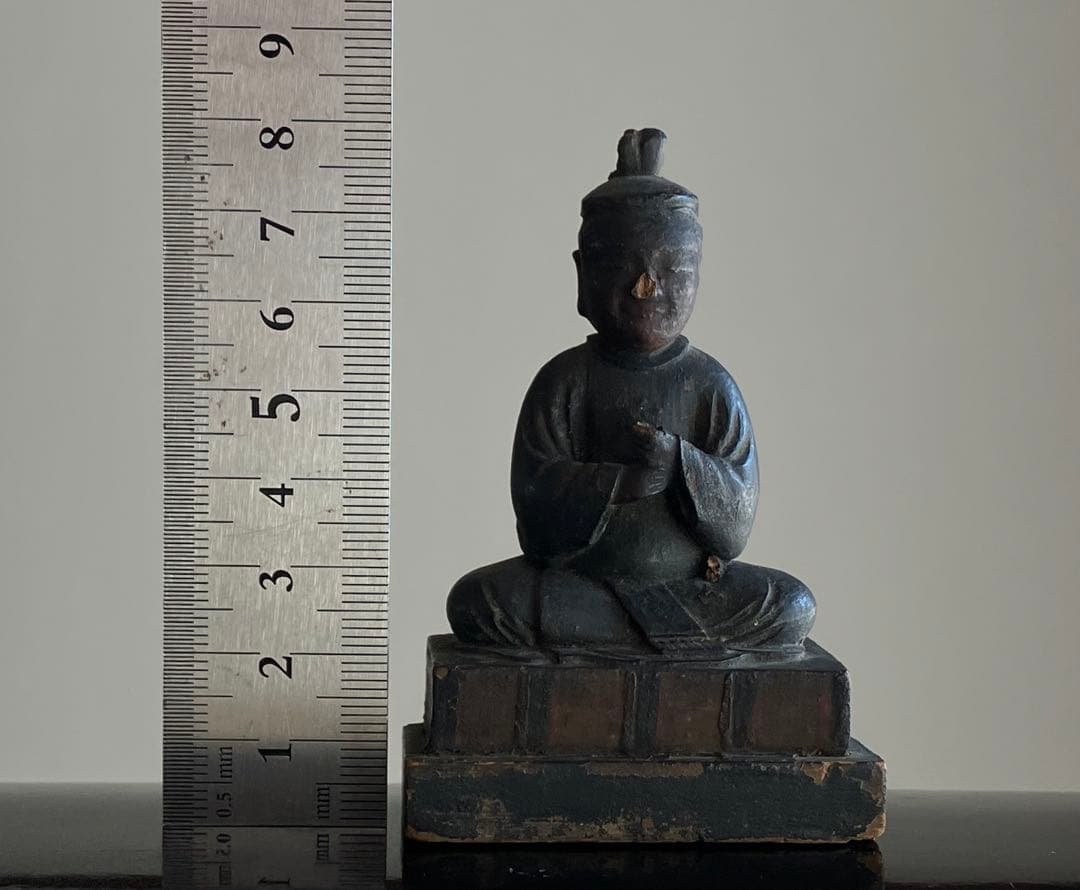 【眼光古格なる 木彫天神像 約8㎝ 江戸後期頃 陰陽道 民間信仰】郷土玩具仏像