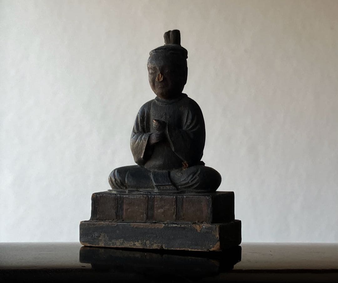 【眼光古格なる 木彫天神像 約8㎝ 江戸後期頃 陰陽道 民間信仰】郷土玩具仏像