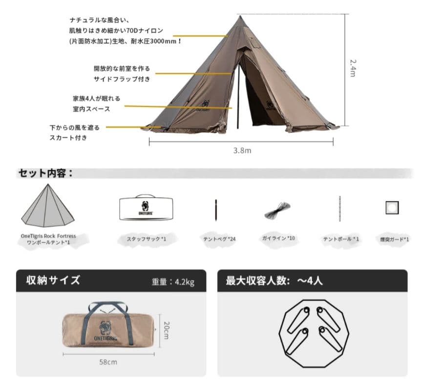 OneTigris Rock Fortress ワンポールテント