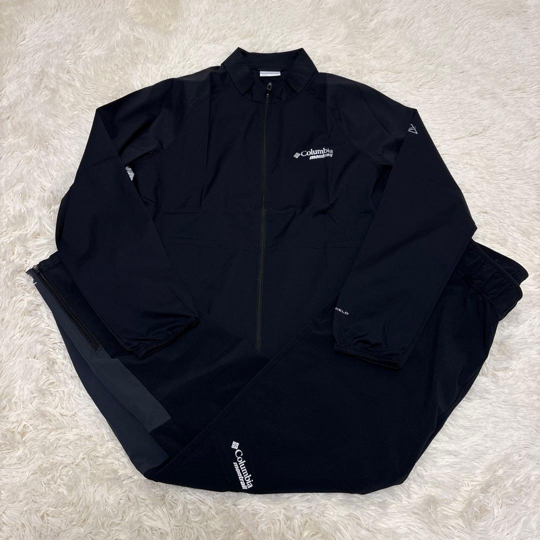 ▪️columbia montrail セットアップ　ジャージ上下　ナイロン　黒