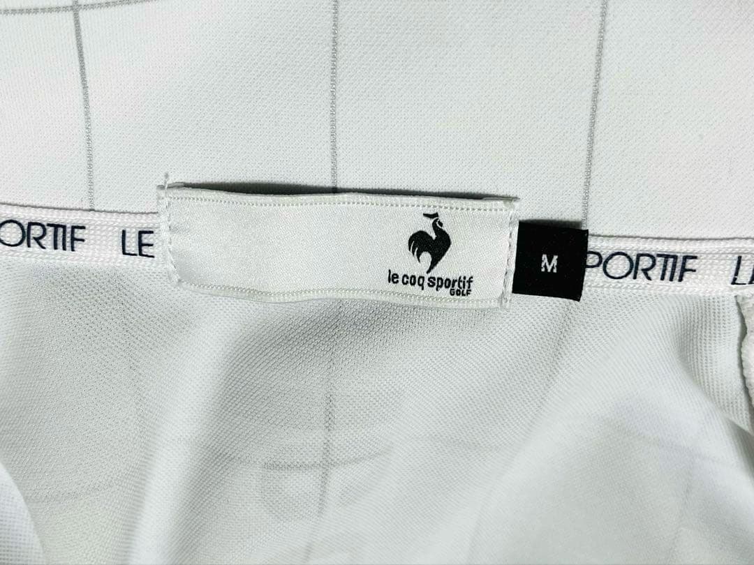 ルコックゴルフホワイトのチェック柄ジャケット、le coq sportifロゴ入