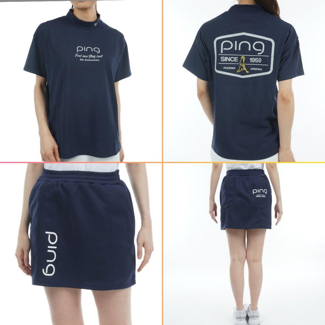 PING レディース【L】新品 セットアップ 上下セット ネイビー 半袖 ピン