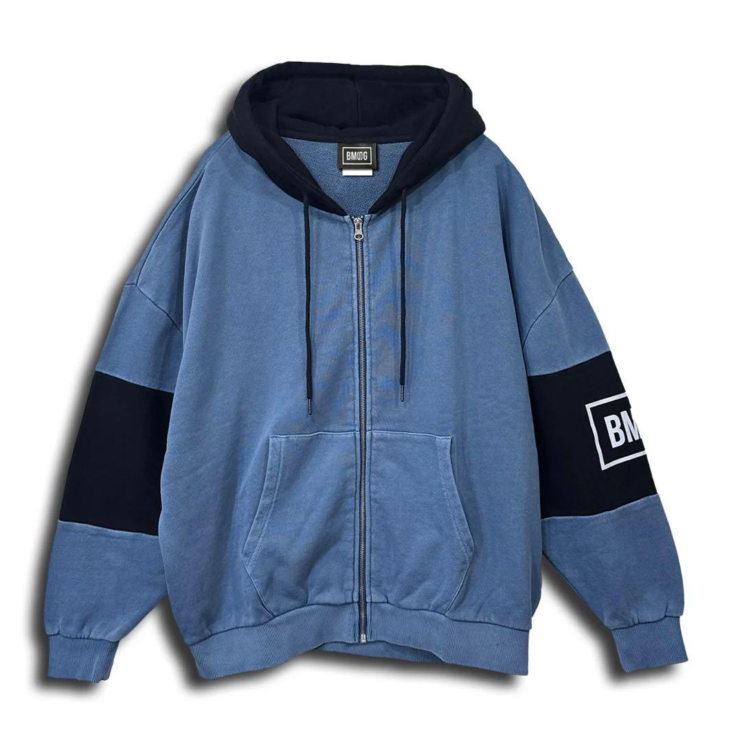 新品 BMSG ツートンジップパーカー BLUE BASIC