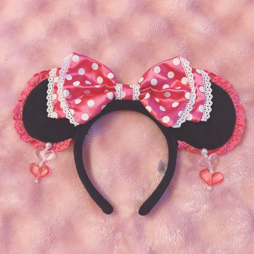 ミニー　ピンク　ドット　イヤリング　リボン　ハート　カチューシャ ♡