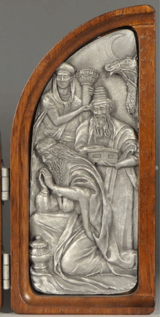 ★名品 【 三連祭壇彫刻 キリストの誕生 】 三連祭壇画 トリプティーク