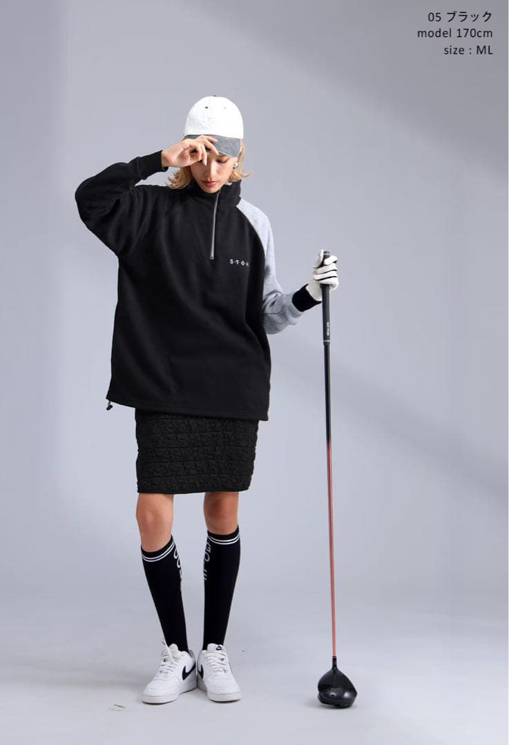 完売品＊ANTIQUA GOLF × STCH＊ロゴ入りフリーストップス 黒