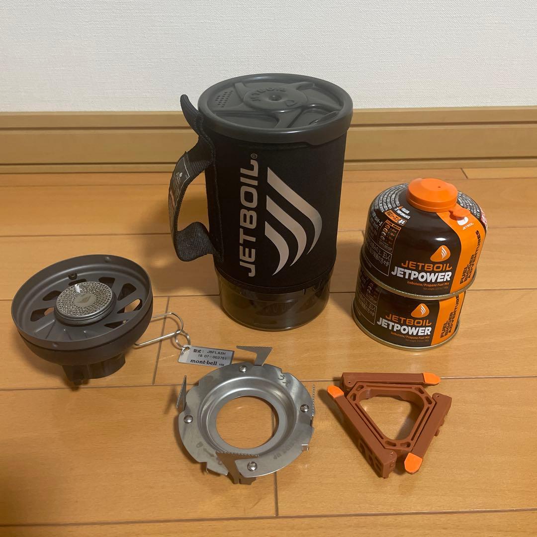 【美品】ジェットボイル　フラッシュ　ブラック　専用ガスカートリッジ2本付き