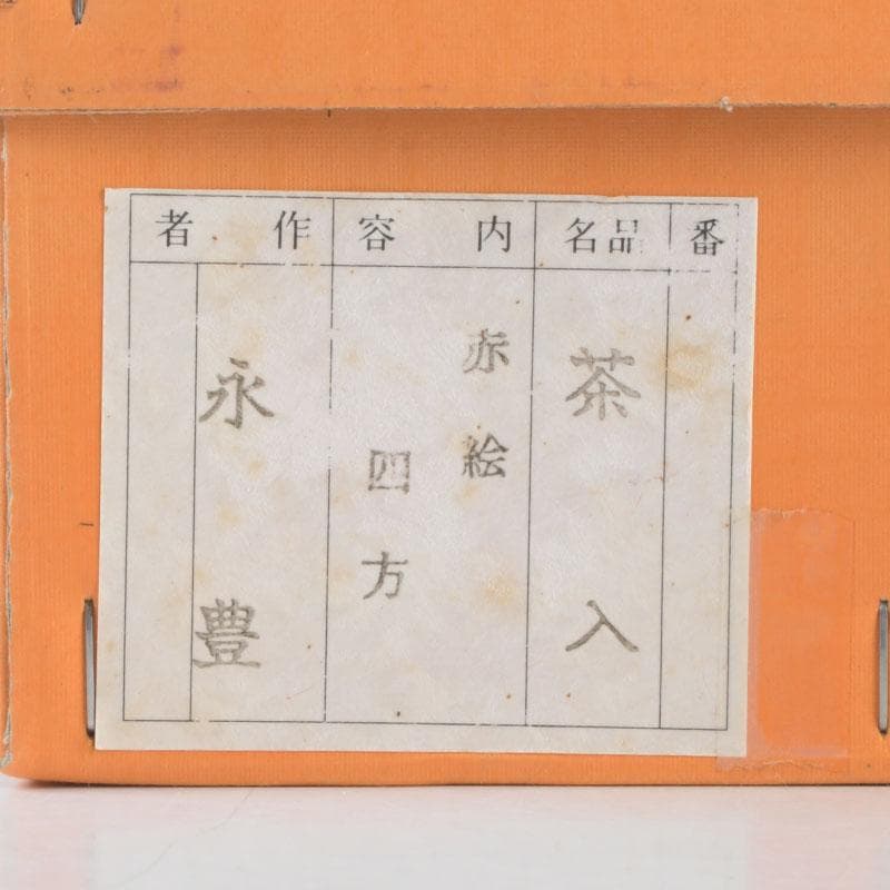 茶道具　京焼　橋本永豊造　赤絵鳳凰文　四方茶器　共箱　C　9999