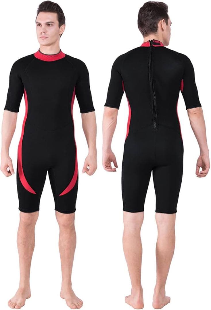 ウェットスーツ　ショート スプリング　3XL 黒×赤　半袖　FLEXEL