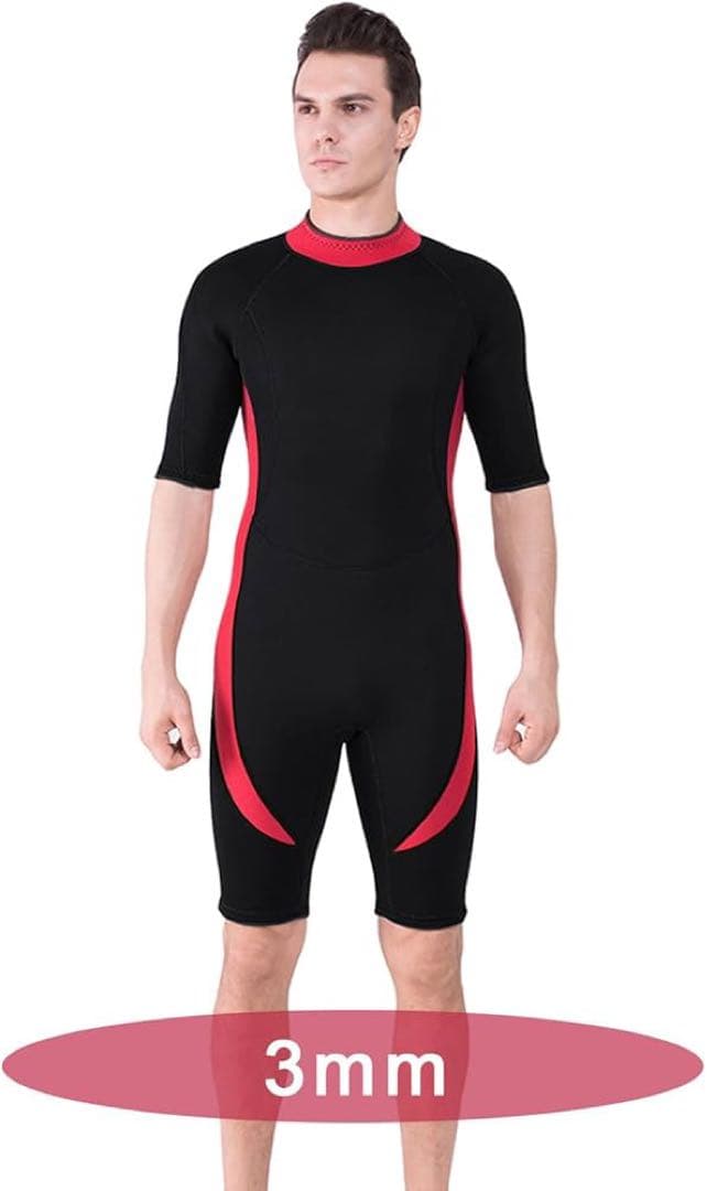 ウェットスーツ　ショート スプリング　3XL 黒×赤　半袖　FLEXEL