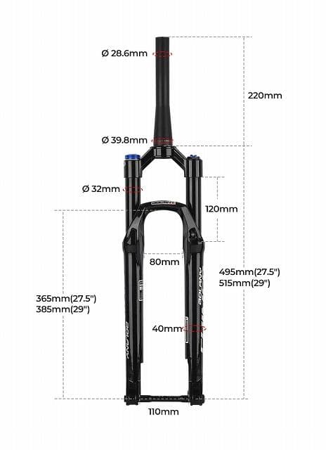 訳有 BOLANY 29インチ エアフォーク テーパードコラム 15x110mm