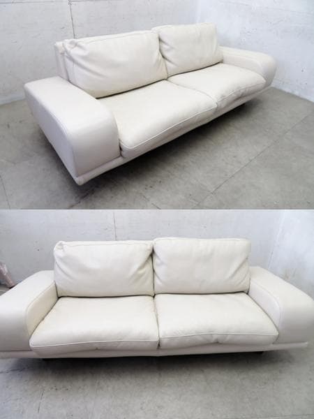 美品■アクタス■five by five■3350■総革■2人掛けソファ■白