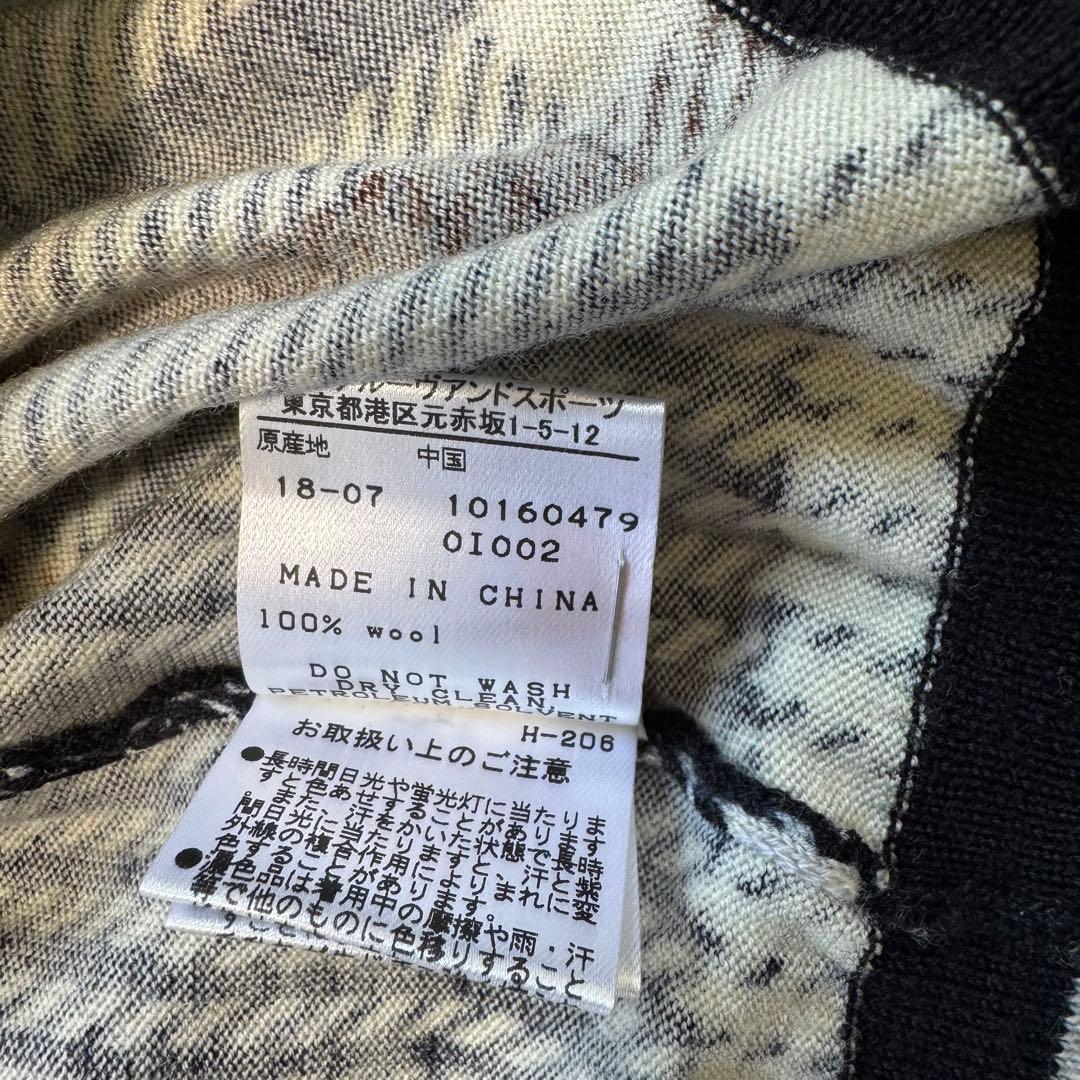 PEARLY GATES タータンチェック ウール ニットロゴ 刺繍ワッペン L