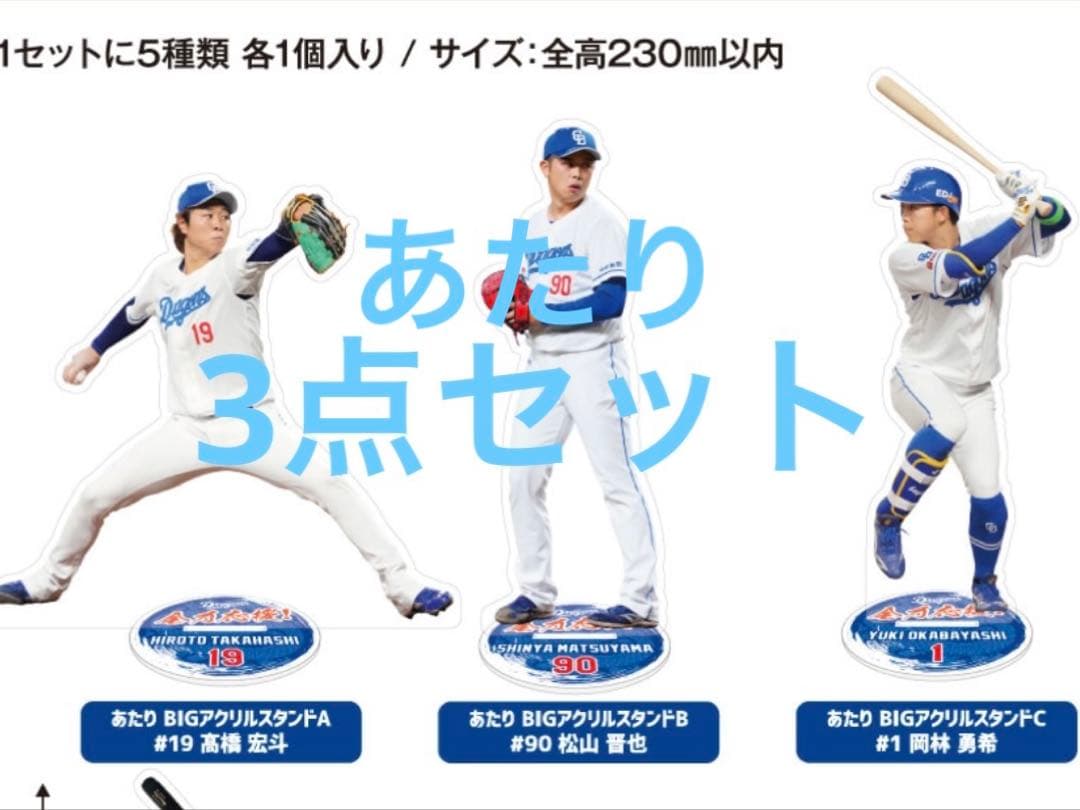 2025中日ドラゴンズ全力応援！アクスタくじ あたり3点セット