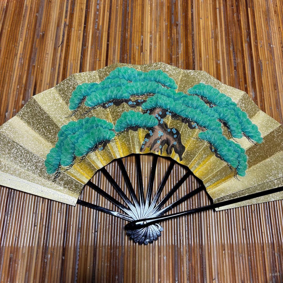 舞扇子 金色 牡丹の花　3点