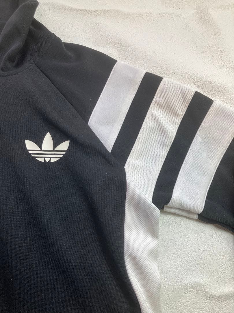 古着 美品 adidas トラックJKT ブラック×ホワイト SIZE L